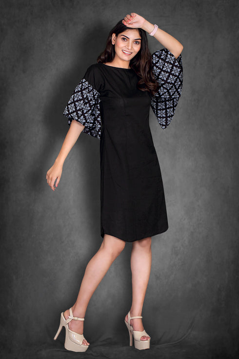 BLACK RUFFLE DRESS